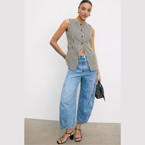 Simon Miller Del Mar Linen Vest Size 8 Cotton Stripe Old Money Quiet Luxury